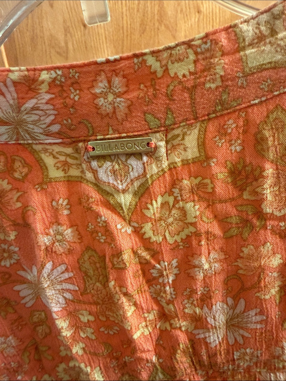 Billabong Orange Floral Button-Front Blouse - Picture 6 of 7